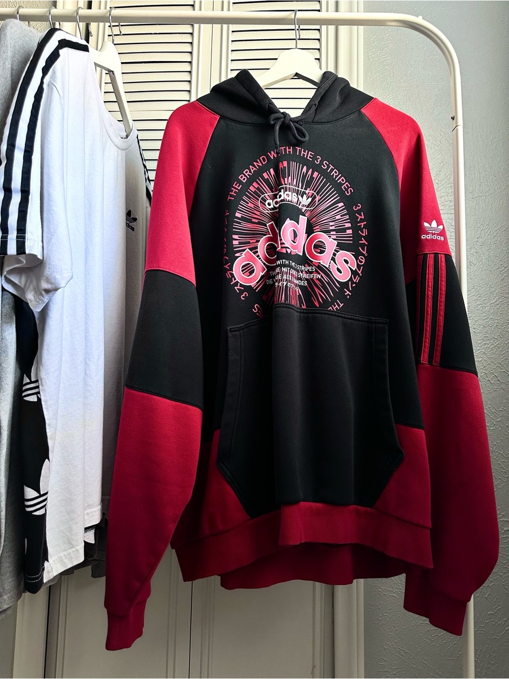 Men’s Adidas Red and Black Hoodie